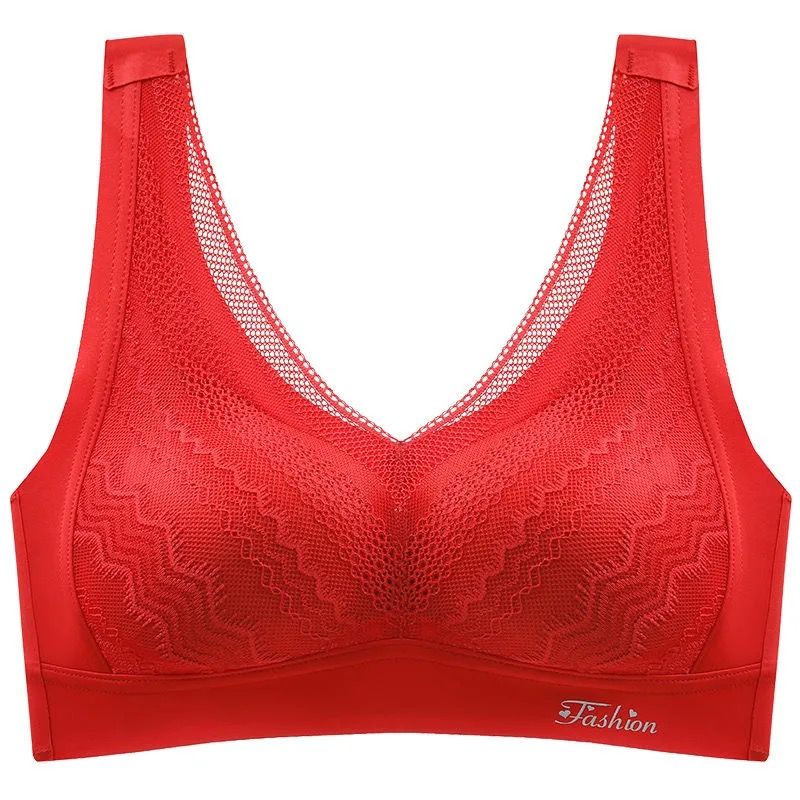 南极红色套装内衣女无钢圈乳胶无痕小胸聚拢防下垂文胸罩提胸 XXL（130-150斤） 红色