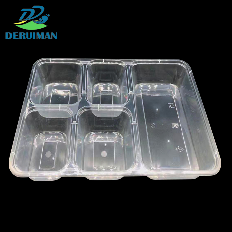 DERUIMAN一次性饭盒高盖五格打包盒1300ml外卖餐盒高清大图