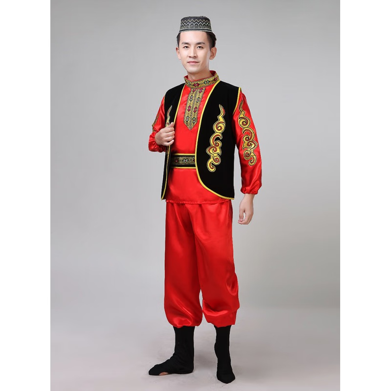 爵思朗新款藏袍男西藏民族服装花边藏服藏族服装织锦缎男款藏衣 藏青色 藏袍 L