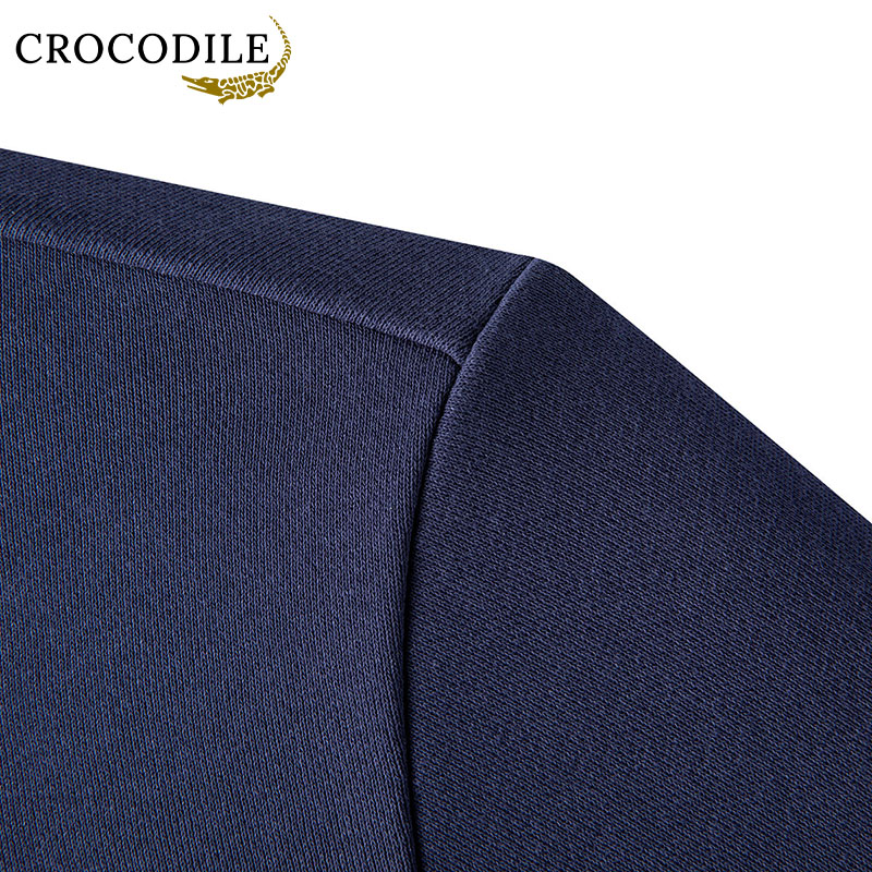 鳄鱼恤CROCODILE 半拉链衫男长袖T恤男装上衣商务休闲POLO衫男高清大图