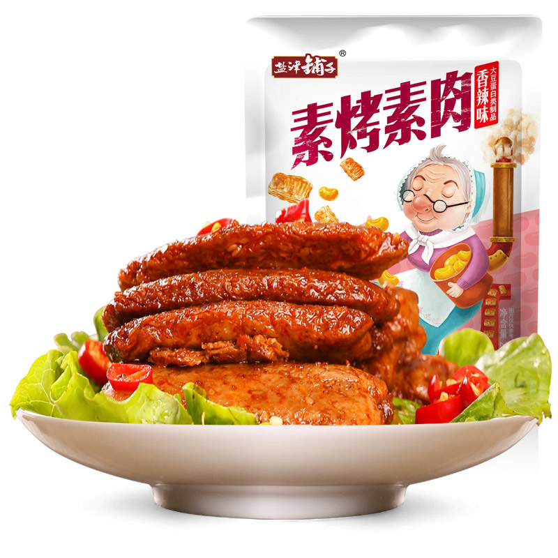 盐津铺子 休闲零食 素肉素食豆干豆皮辣条手撕素肉香辣味 200g