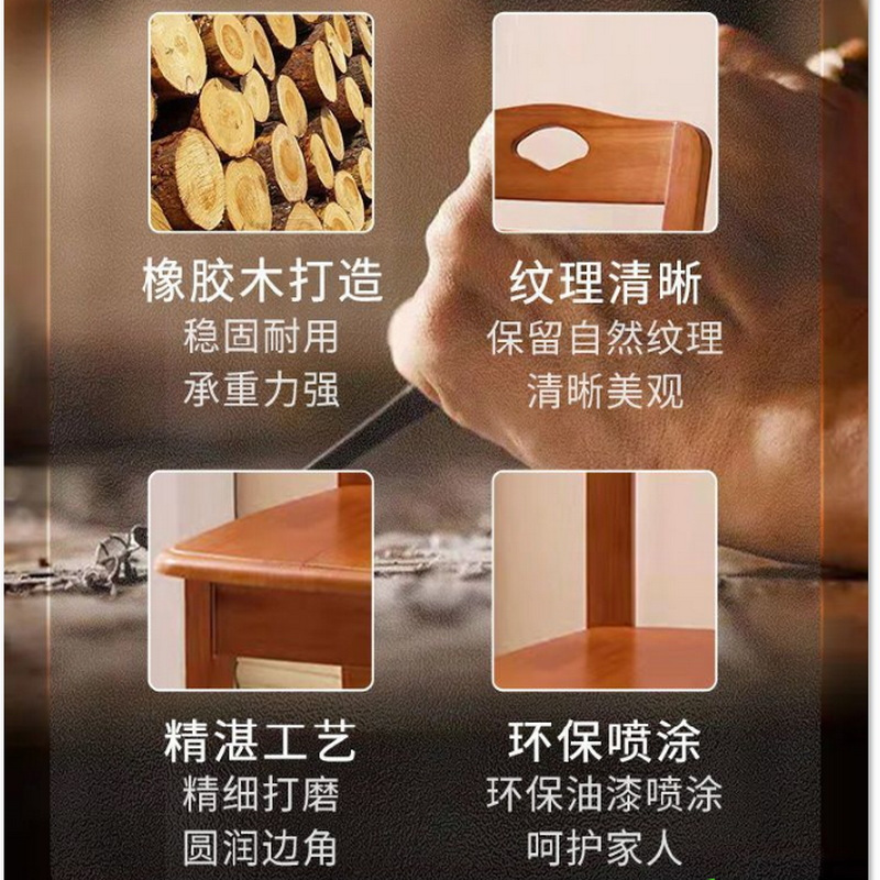 实木椅子靠背椅家用餐椅凳子中式木头简约现代饭店餐椅会议办公椅 胡桃色