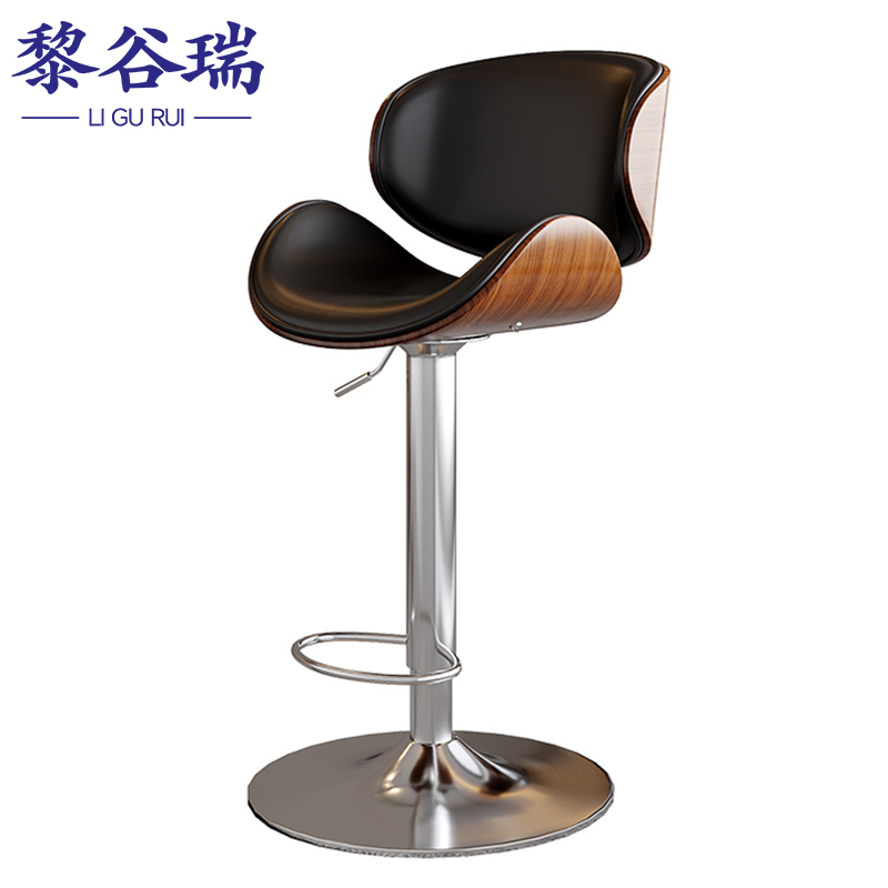 黎谷瑞升降吧台椅 前台椅牛皮把