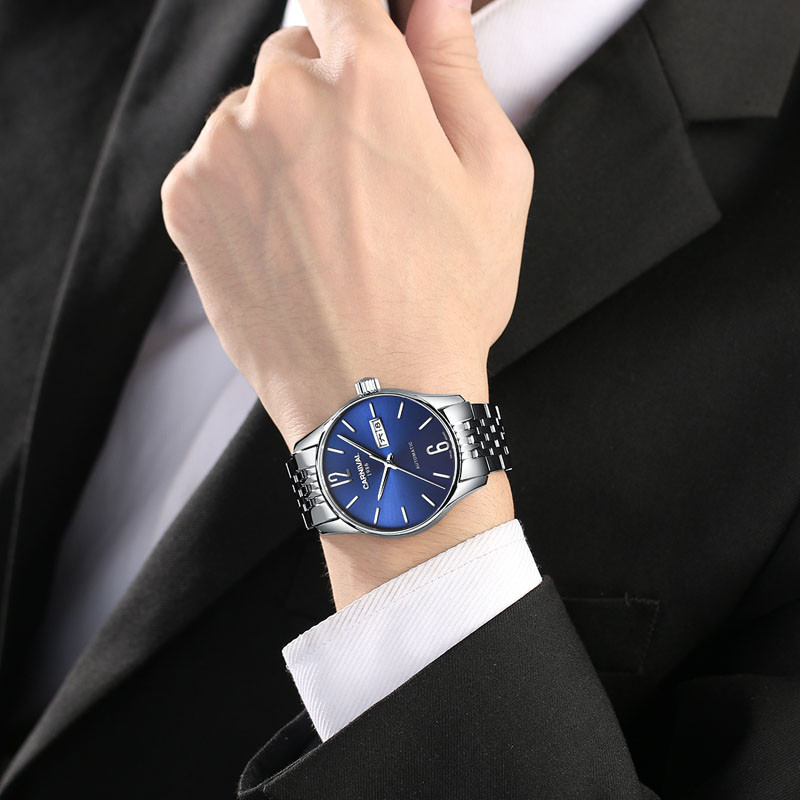 瑞士嘉年华Carnival手表全自动机械表 男表金属精钢男士手表休闲时尚防水表商务简约双日历腕表经典男表8612G-1高清大图