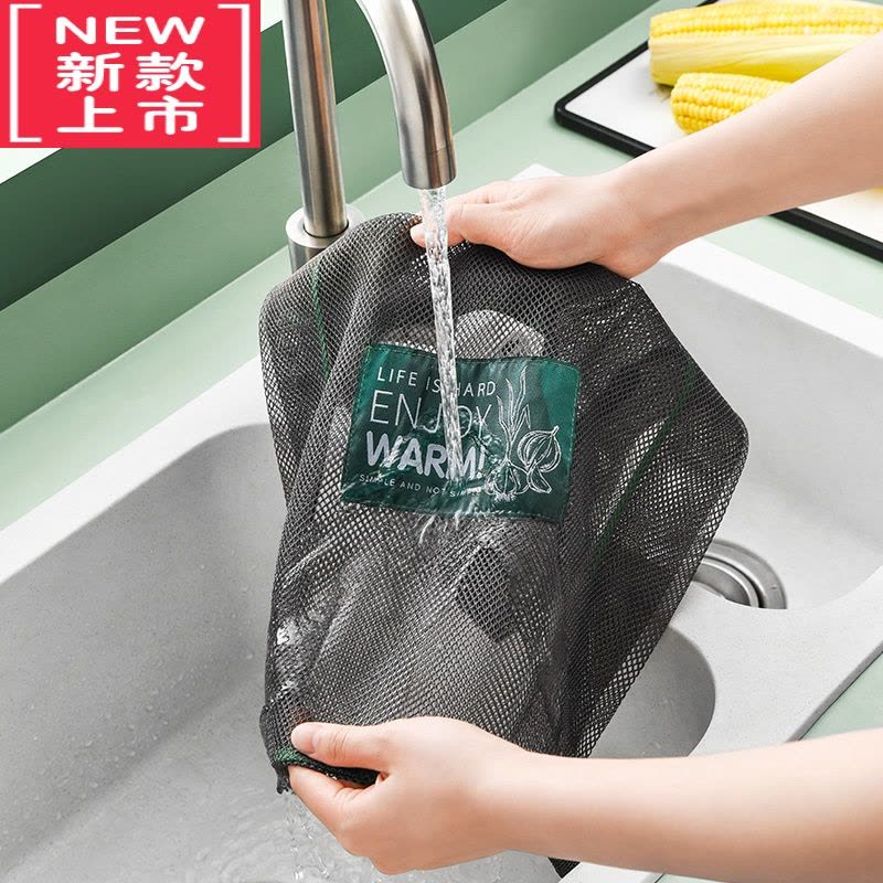 可莉允放蒜头姜收纳袋挂袋墙挂式厨房多功能壁挂储物袋洋葱大蒜透气网袋图片