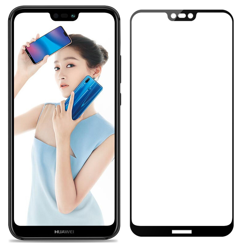 [买2送手机壳]轻万适用华为nova3e钢化膜honor全屏玻璃贴膜huawei黑色高清手机保护膜高清大图