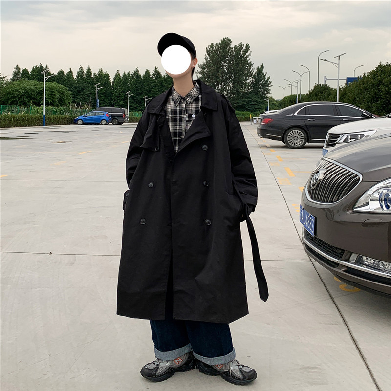 YUANSU秋季痞帅中长款风衣男春秋韩版潮流百搭帅气炸街bf风宽松大衣外套风衣