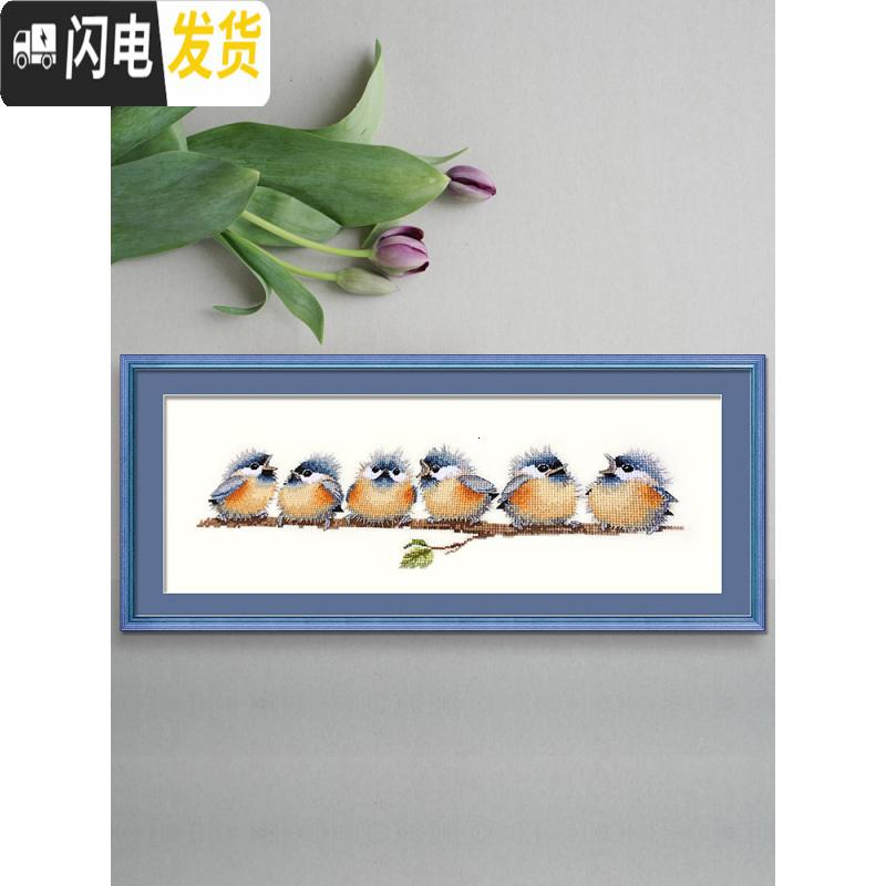 三维工匠十字绣2019新款客厅卧室小件线绣清新自然风小鸟简 [埃及棉4股线绣新款][款号4090][尺寸52*22厘米]高清大图