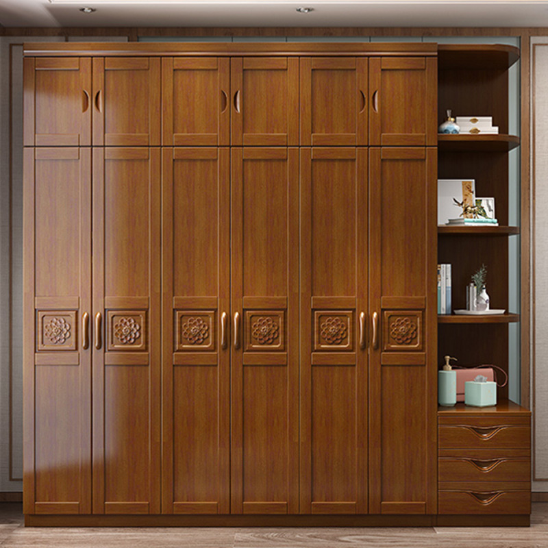 月影梳桐现代简约中式实木衣柜卧室经济型三四五六门衣橱木质家用转角