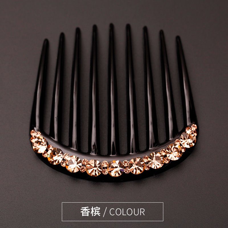 日韩水钻发饰枫叶插梳发梳盘发卡子发夹发卡头饰品成人女百搭发卡香槟