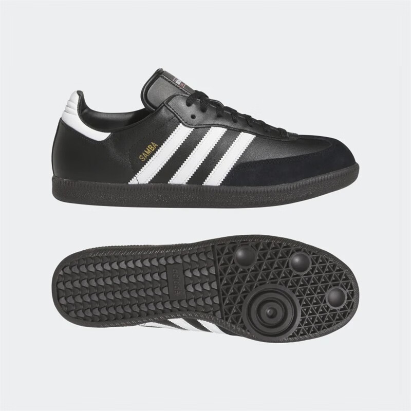 阿迪达斯 (adidas)男子新款三叶草复古反毛皮复古德训鞋运动休闲鞋Originals SAMBA 黑色019000