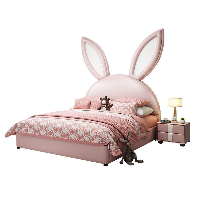 兔子床儿童床网红公主床女孩15米12米单双人实木储物粉色皮床