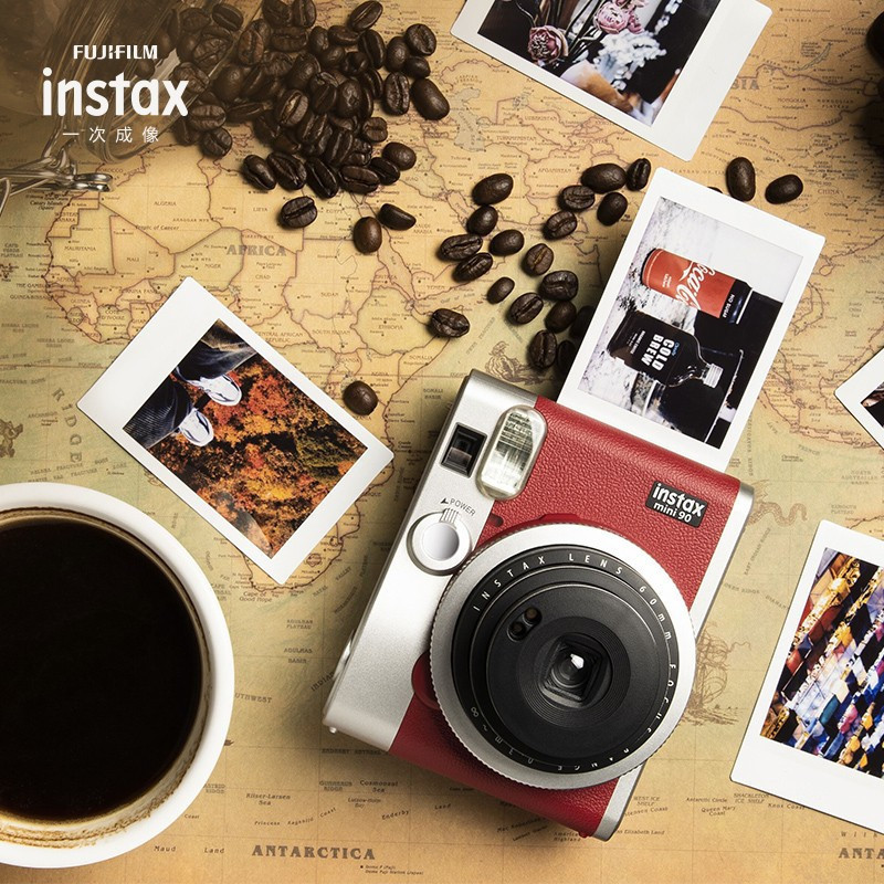 富士(FUJIFILM)INSTAX 拍立得 相机 一次成像胶片相机mini90 典藏红 套餐三(含50张相纸)