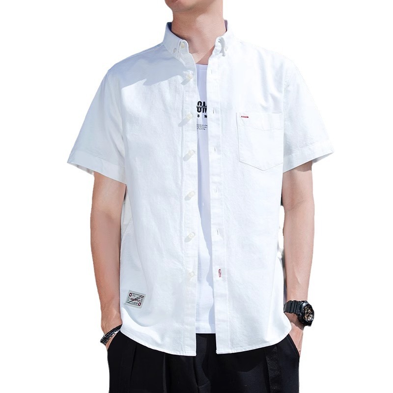 啄木鸟男士冰丝短袖衬衫夏季薄款商务休闲免烫百搭工装衬衣潮外套高清大图