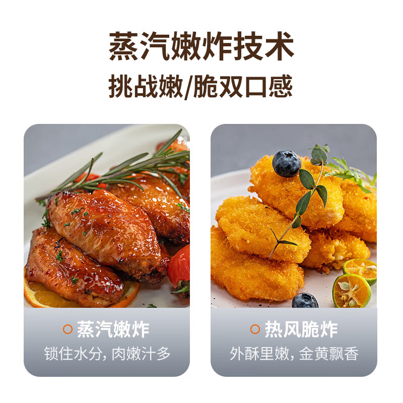 九阳(Joyoung)空气炸锅不用翻面5L大容量环形可视微蒸汽多功能电炸锅烤炸一体机KL50-V525高清大图