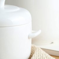 GD155冠庭小号双耳炖盅1人食（360ml）带盖陶瓷炖盅隔水炖燕窝小号蒸蛋碗双盖家用汤盅内胆炖罐1人-2人