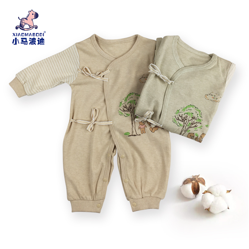 小马波迪新生儿绑带连体衣春季新品纯棉婴儿衣服宝宝哈衣蝴蝶衣