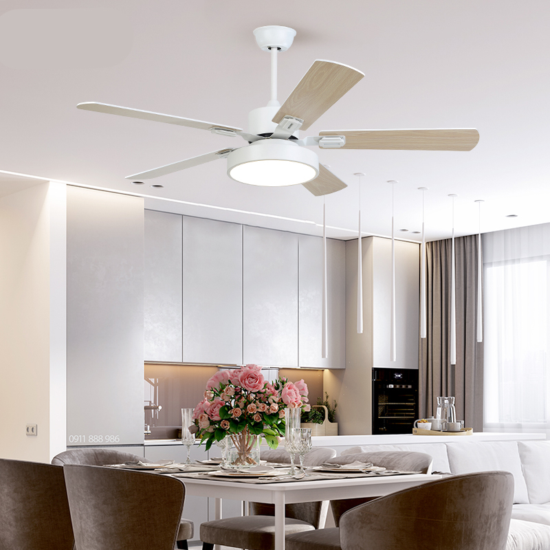 北欧吊扇灯简约美式灯现代客厅餐厅妖怪家用卧室带风扇