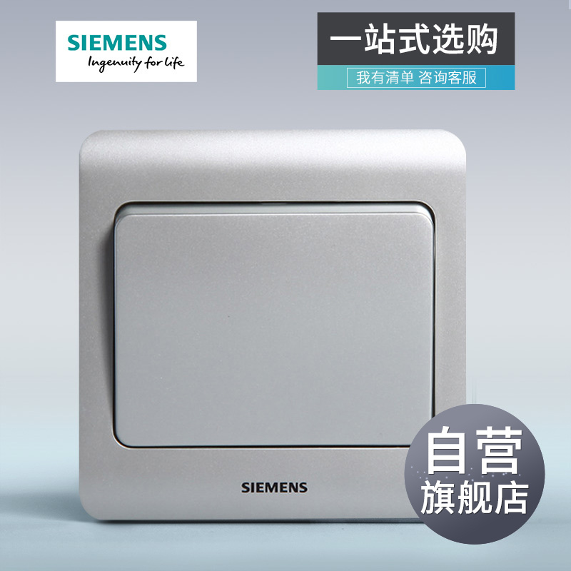 [自营旗舰店]西门子(SIEMENS)开关插座面板远景彩银86型五孔USB空调16A 电源插座 五孔 远景彩银系列