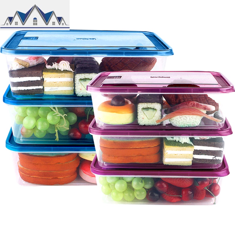 保鲜盒冰箱用收纳盒微波炉加热饭盒便当盒水果盒塑料6件套_915高清大图