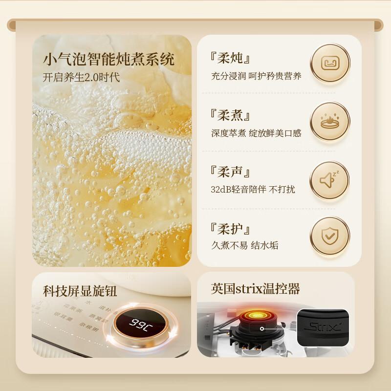 小熊(Bear)小气泡养生壶 烧水壶 1.5升家用恒温水壶煮茶器煮茶壶 降噪轻音 带玻璃炖盅 YSH-F15E1 玻璃高清大图