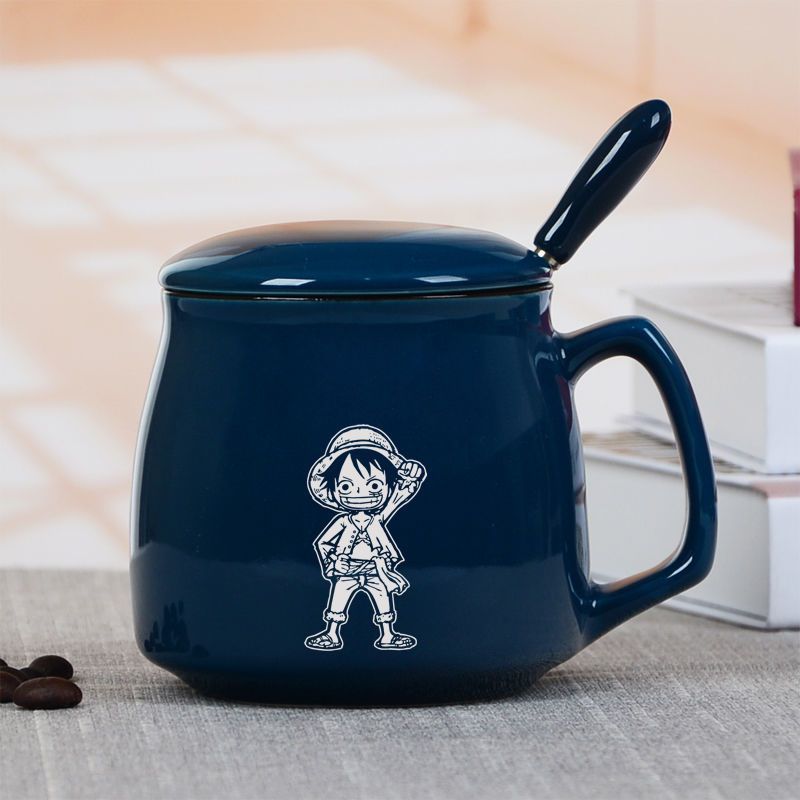 多啦A梦陶瓷水杯马克杯带盖勺创意卡通可爱叮当猫史努比杯子雕刻 红色叮当猫雕刻 单杯特价(无盖勺泡沫简装)