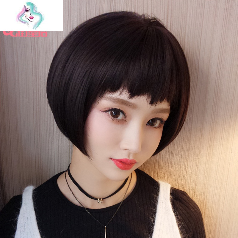 狗啃式刘海假发女短发bobo头修脸蓬松自然逼真韩版黑色学生短直发 你