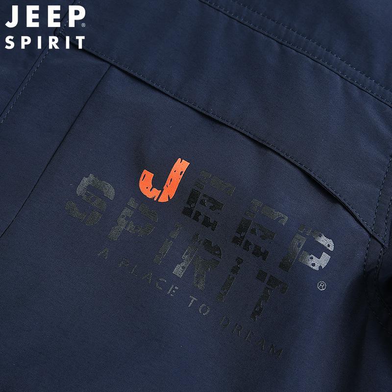 jeepspirit吉普轻质衣男中长款防风夹克休闲多袋工装上衣衣服
