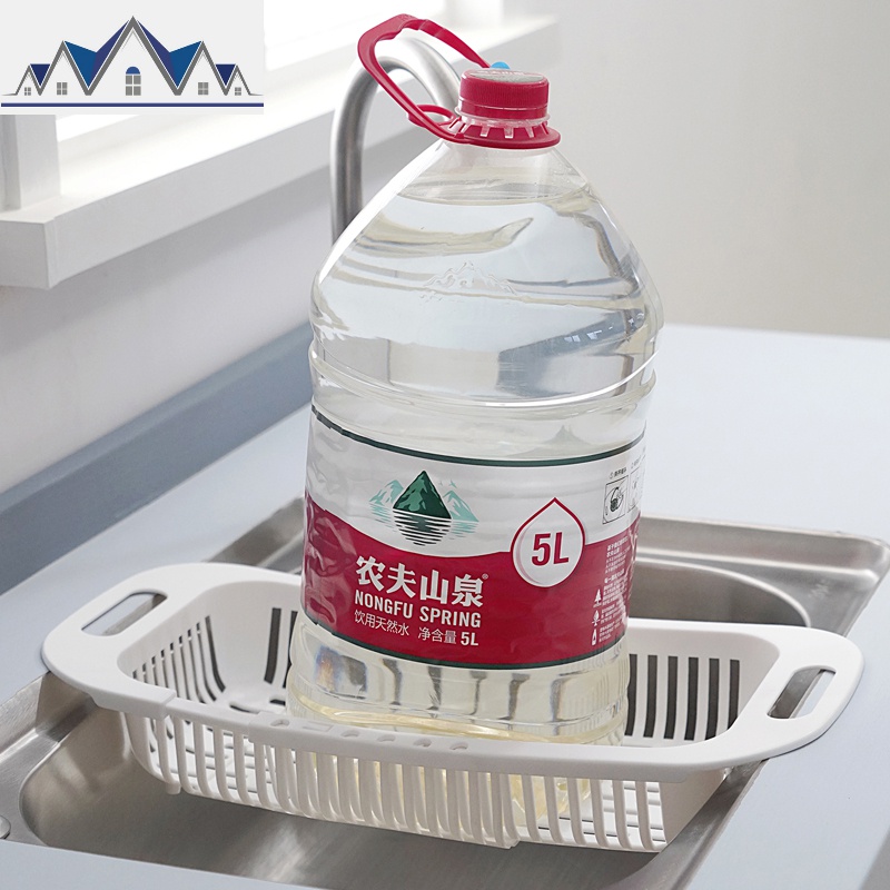 家用厨房洗菜篮子水洗菜盆可伸缩沥水架多功能置物架塑料收纳架 三维工匠高清大图