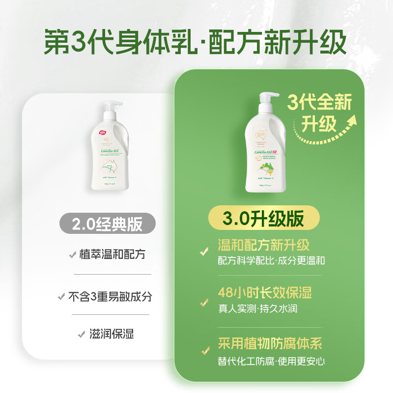 澳芝曼绵羊脂滋润维E身体乳(温和新配方)500g高清大图