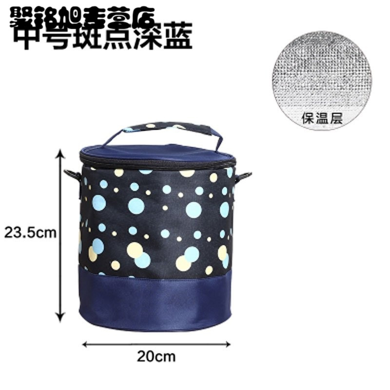 圆形保温饭盒袋手提包防水便当包铝箔加厚大号保温袋便当盒袋桶袋多色多款多功能生活日用收纳用品时尚创意简约收纳包