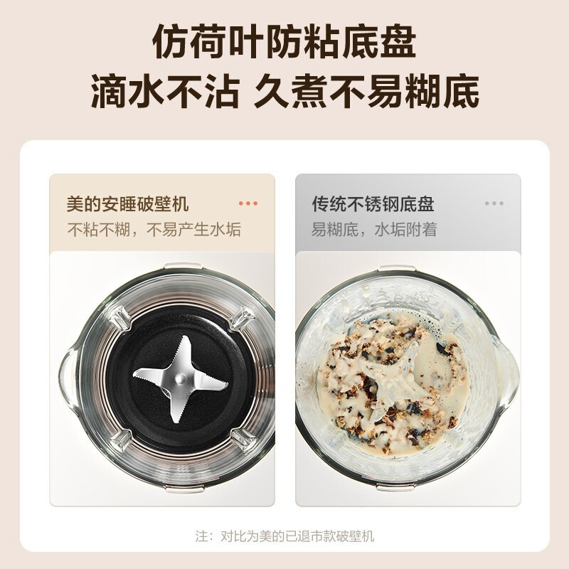 美的(Midea)安睡破壁机家用1.2L小容量多功能低音加热清洗豆浆机智能料理机MJ-PB80S2