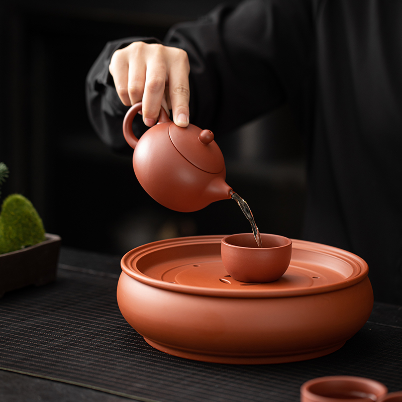 苏氏陶瓷(SUSHI CERAMICS)紫砂西施壶4杯配紫砂蓄水茶盘功夫茶具便捷茶具套装