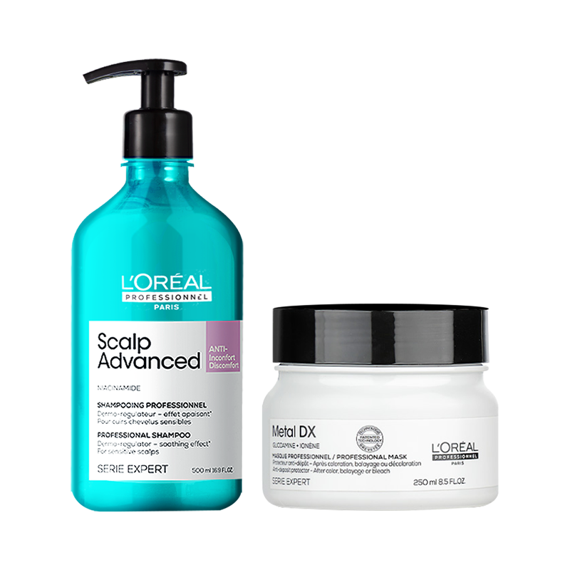 欧莱雅超蓬云朵瓶pro头皮舒缓洗发水500ml+芯韧修护发膜250ml高清大图