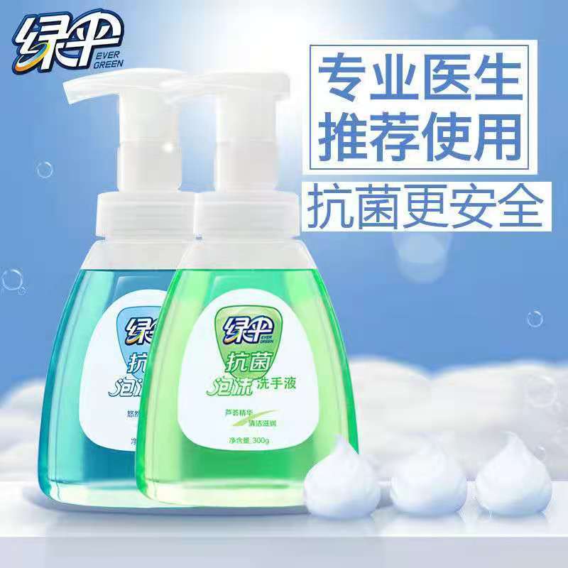 绿伞抗菌洗手液300g/瓶家用温和洁净适用大人儿童抗菌清洗洁净 泡沫洗手液300ml*1瓶