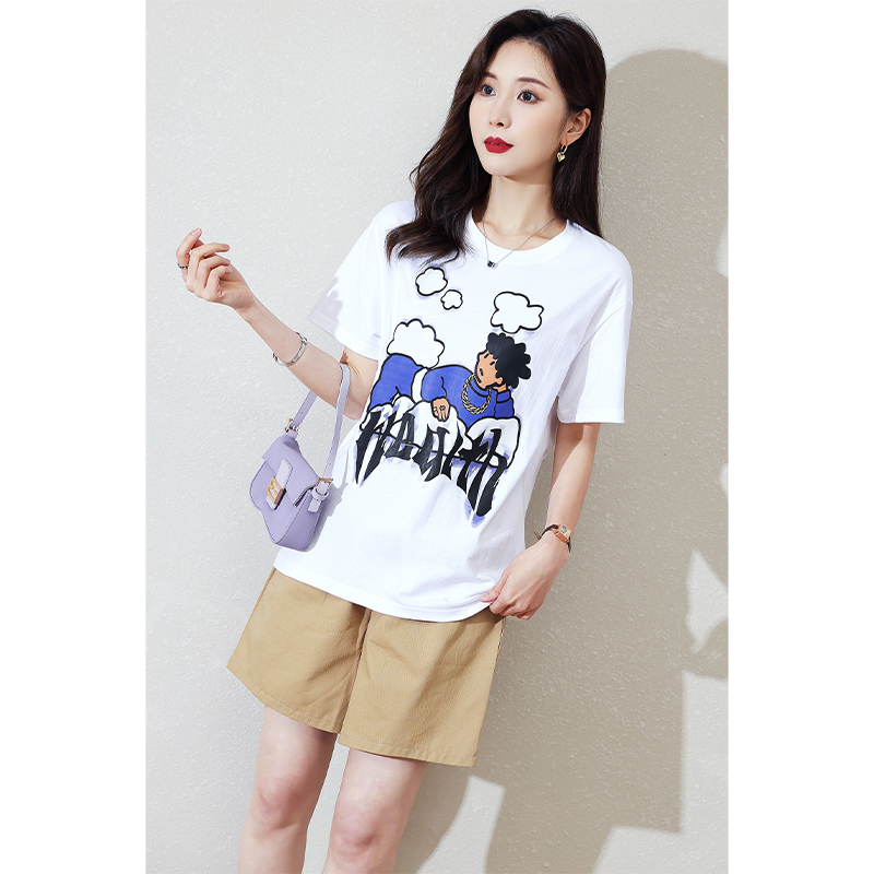 CACHE CACHE美式嘻哈短袖夏季街头酷少年印花T恤女甜酷风女士上衣
