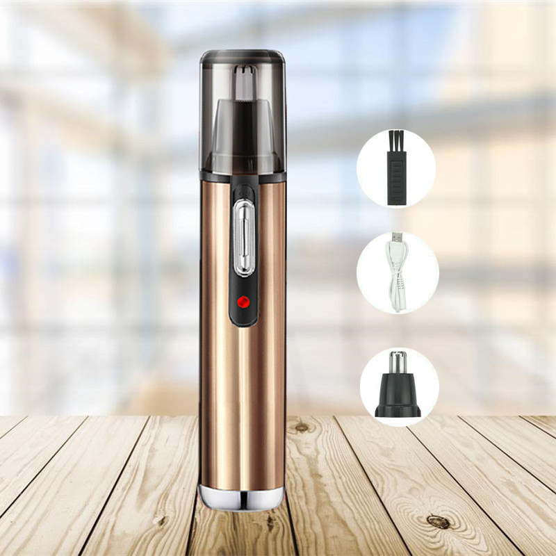 妖怪鼻毛修剪器男电动神器充电式修刮剃清理器男士鼻子毛男用鼻孔剪刀 金色款+清洁器+充电线+替换头1