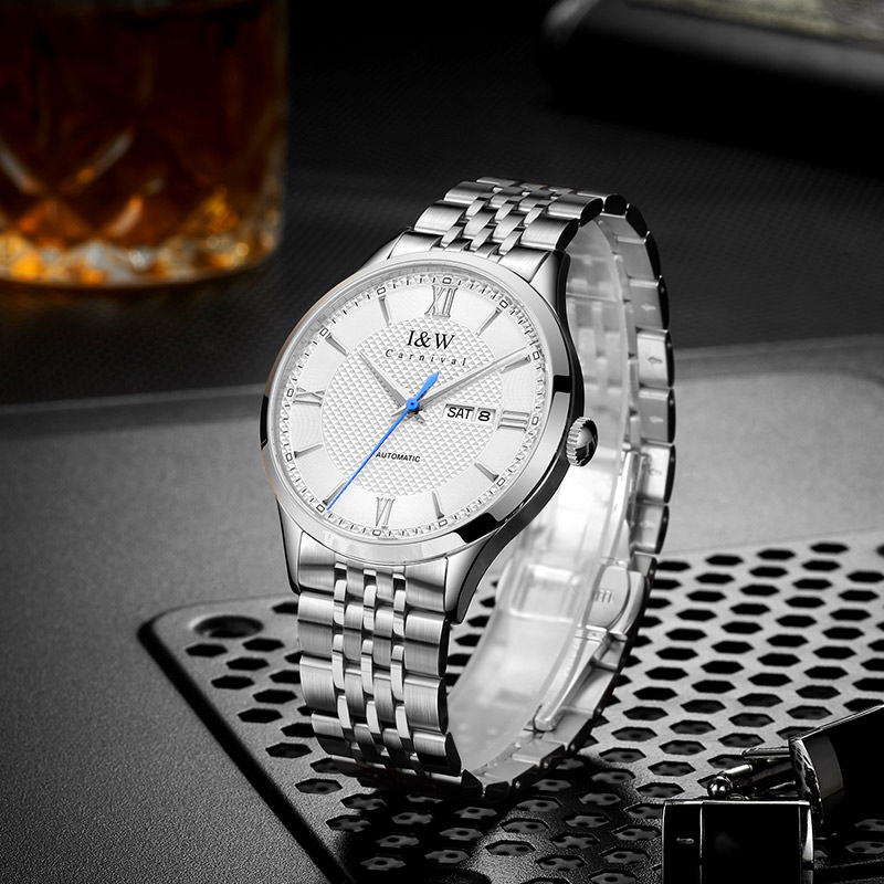 [苏有朋代言]瑞士品牌爱沃驰I&W CARNIVAL全自动机械表男表进口机芯手表时尚防水简约夜光气质商务腕表520G高清大图