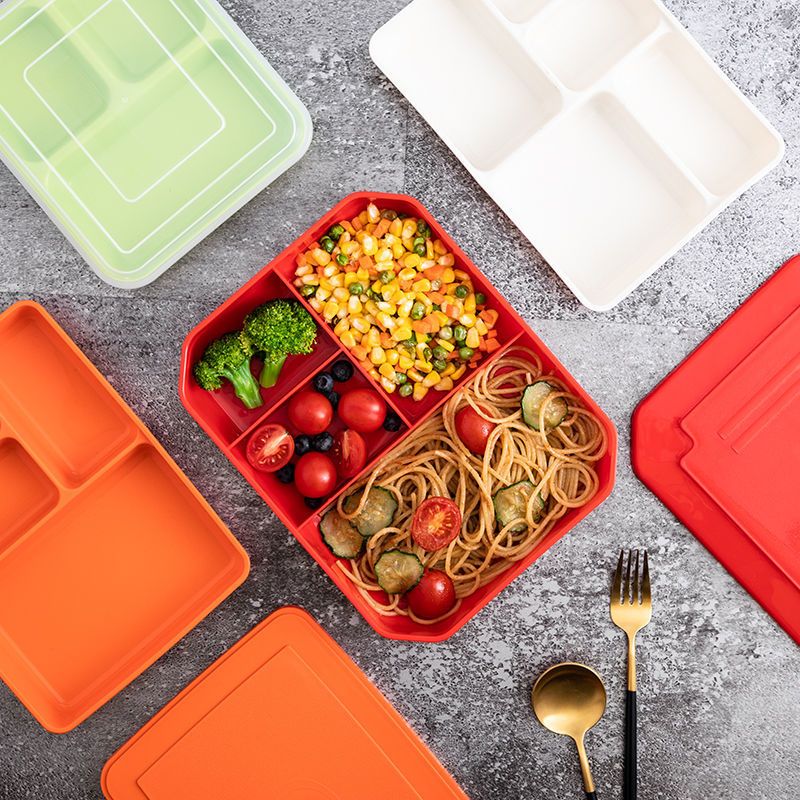 白色三格带盖6207-2 团餐快餐盒学校食堂便当盒学生分格餐盒餐饮配送