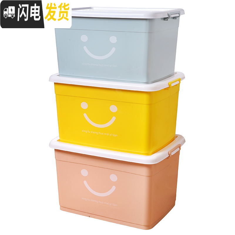 三维工匠收纳箱塑料特大号加厚衣服储物箱家用有盖棉被整理箱收纳盒三件套高清大图