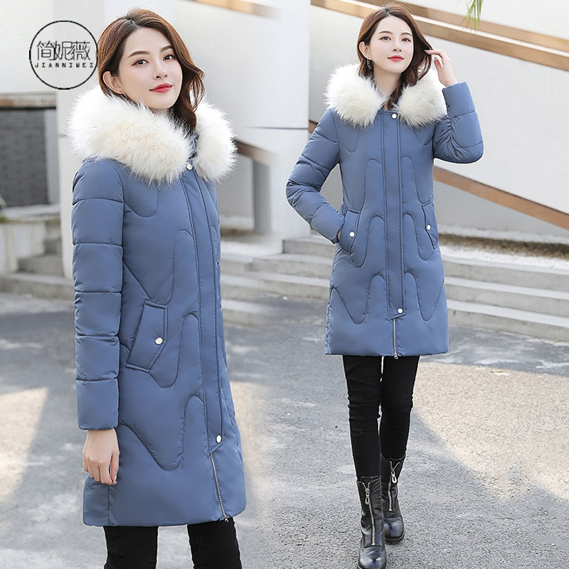 简妮薇(JIANNIWEI)实拍羽绒服女2019冬季新款韩版中长款宽松时尚棉衣加厚外套女棉服