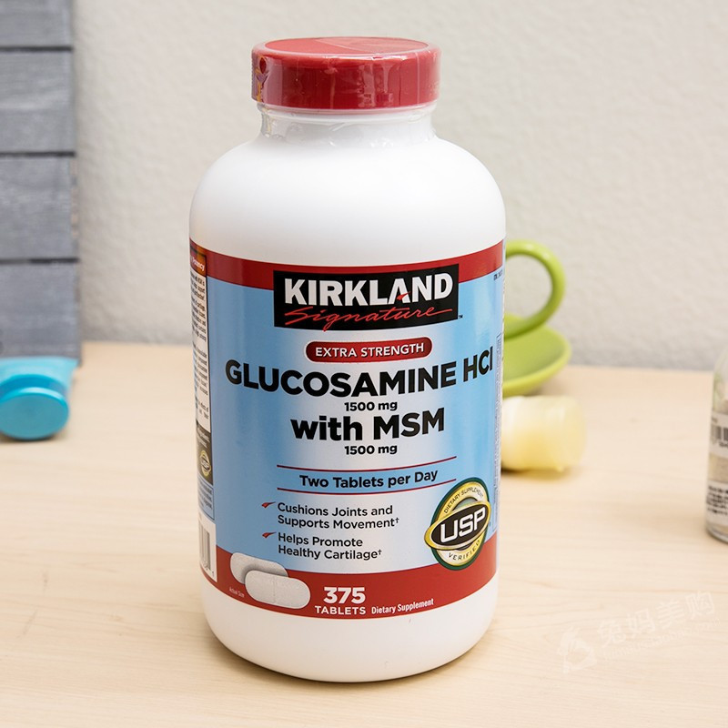 美国直邮 柯克兰Kirkland HCL盐酸氨基葡萄糖MSM维骨力375粒 -骨胶原蛋白