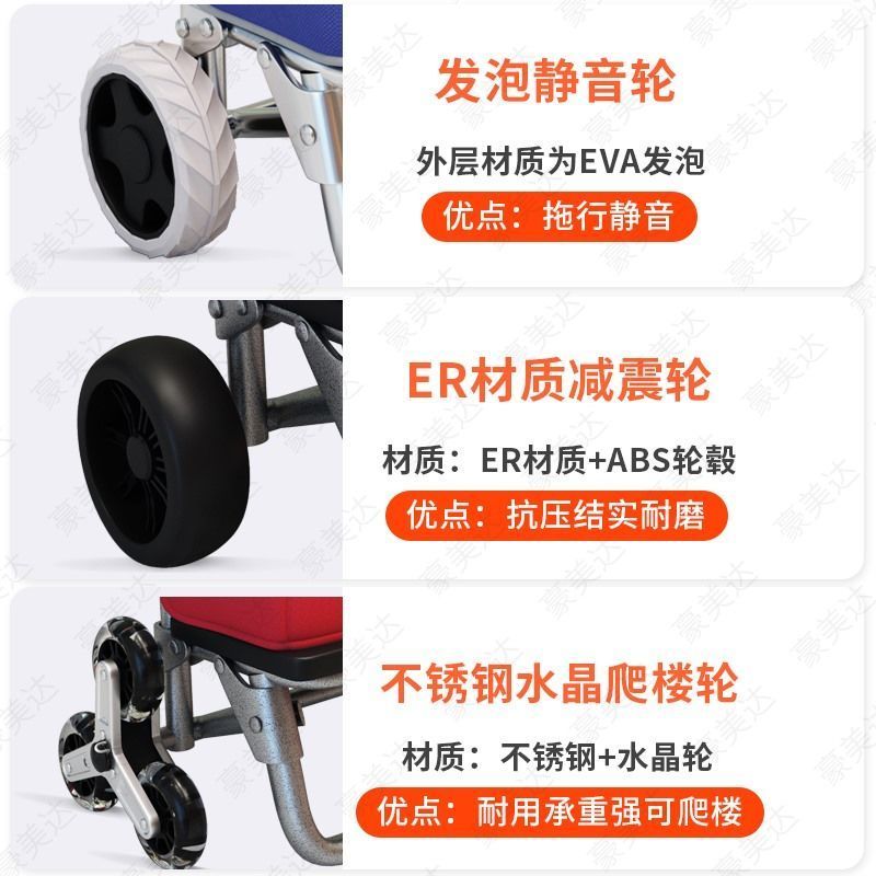 老人买菜车小拉车轻便手拉车便携折叠拉杆车家用小推车拖车购物车 无包-喷涂车架-无包