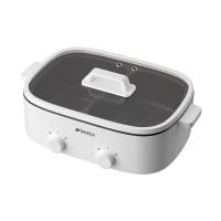 山水(SANSUI) 电火锅家用电煮锅多功能锅电热锅分体式电炒锅多用途小电锅 5L白色[鸳鸯火锅]