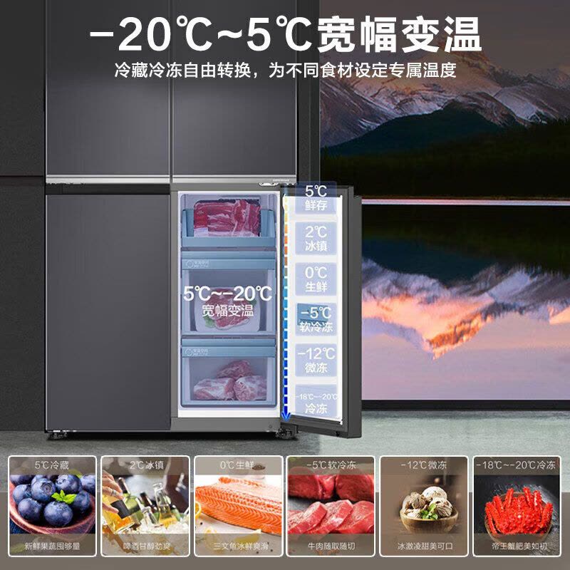 海尔(Haier)冰箱十字对开门472L容量风冷无霜 一级能效节能省电 超薄家用 BCD-472WGHTDB9SJU1图片