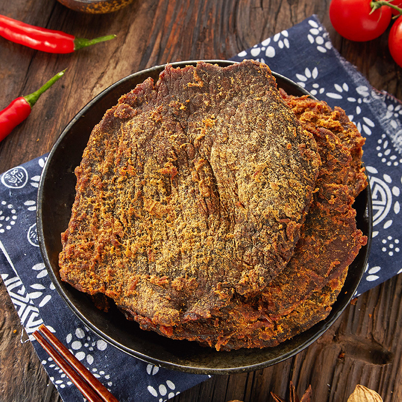 比比赞原切牛肉干香辣味100g风干手撕肉干即食牛肉脯休闲小零食品小吃