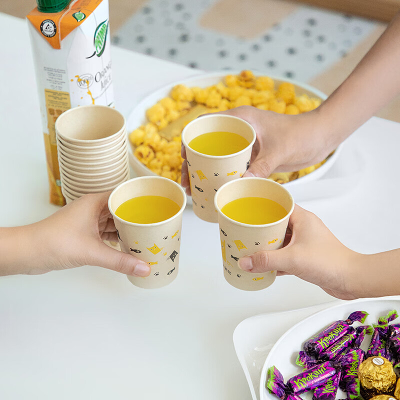 茶花(CHAHUA) 一次性杯子400只装225ml原浆大号纸杯子加厚水杯咖啡杯