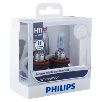 飞利浦(PHILIPS)璀璨之光H11升级型汽车灯泡大灯灯泡近光灯远光灯卤素灯2支装 增亮60%时尚白光