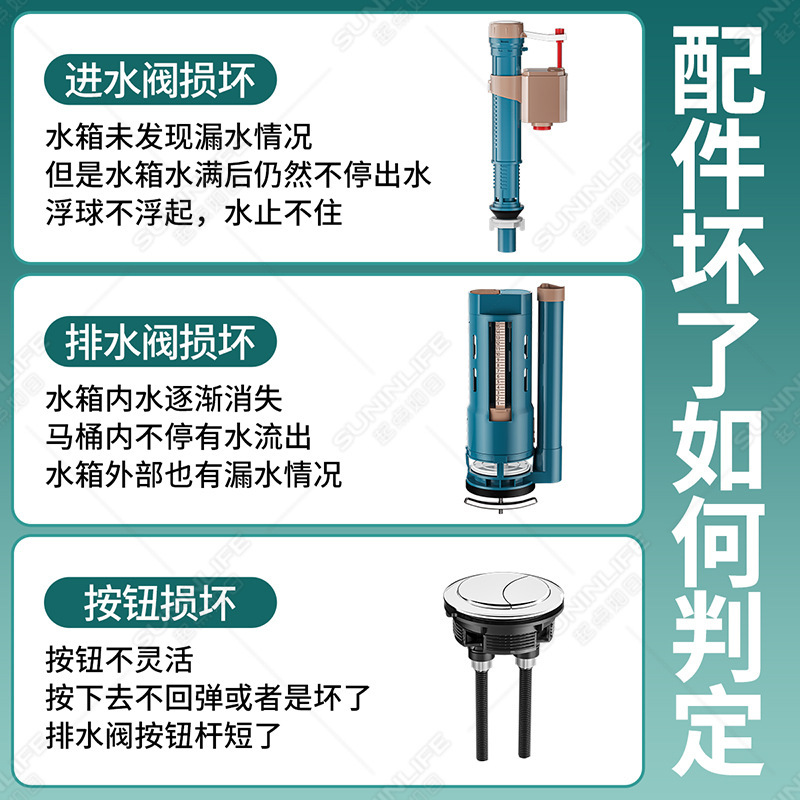 吸塑洁具马桶水箱配件进水阀坐便器排水阀马桶下水连体高压套装-马桶进水阀【蓝褐】+马桶排水阀【蓝褐连体】28cm
