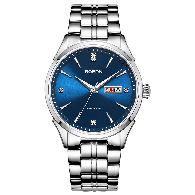劳士顿(rosdn)手表男自动机械表时尚商务休闲双日历真钻男表防水g2168